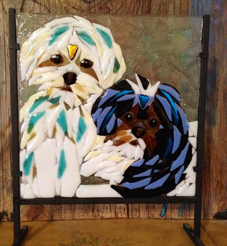 Double-pet portrait in a 12x12 stand