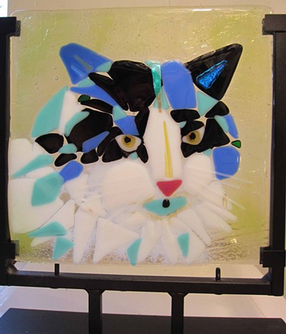 Cat Portrait...Details:11" tall x 8x8"wide $400.00
