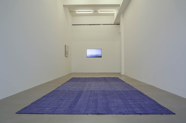 Installation view, Shipping Container Floor, Seascape and Palettes
