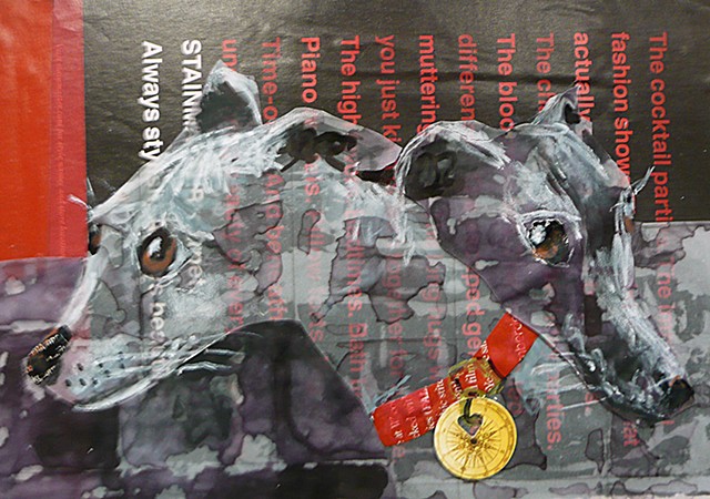 Two greyhounds in collage