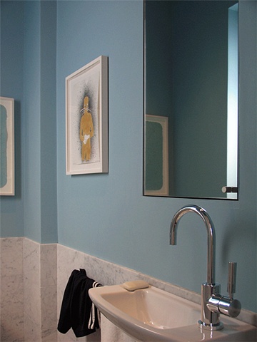 prewar penthouse apartment, modern minimalist bathroom, by Doug Stiles Interior Design
