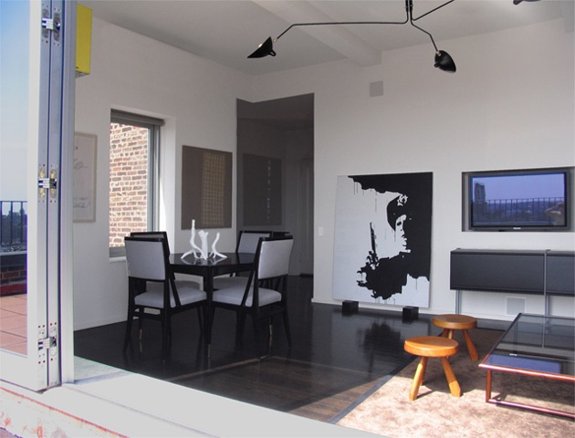 prewar penthouse apartment, modern minimalist livingroom, by Doug Stiles Interior Design