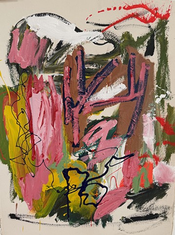 winter orchard an abstract painting on paper by rodney artiles 2025