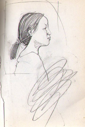 profile of asian girl-page from sketchbook