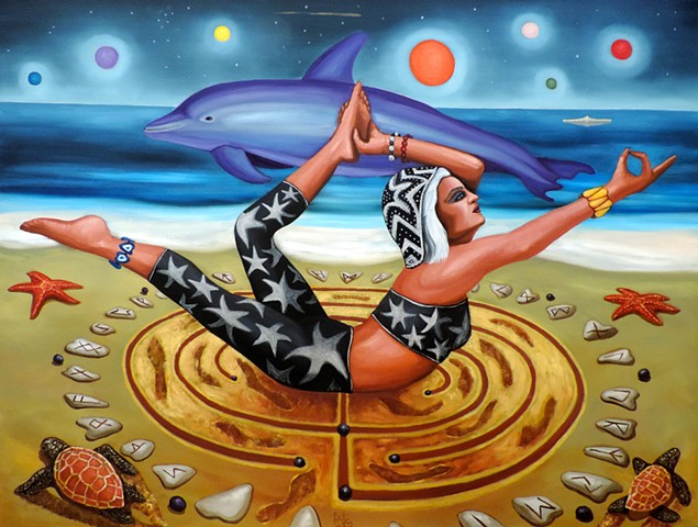 Yoga, Medicine Wheel, Healing, Seascape, Symbolism, Figurative.