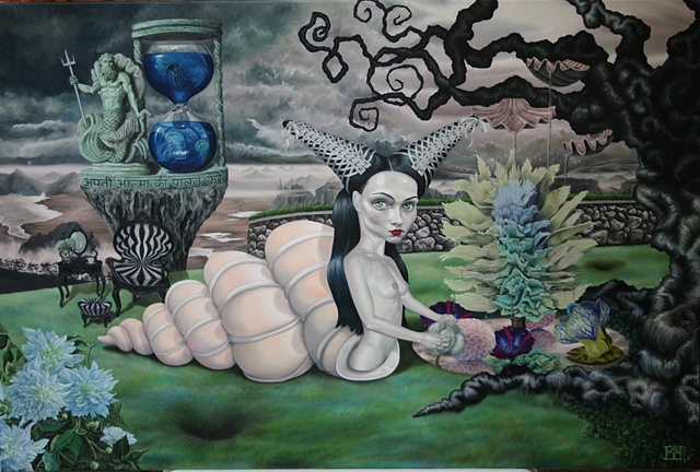 Blissful Abandon laura barnhard bash contemporary gallery oil painting pop surrealism lowbrow