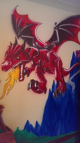 Lego Mural - Dragon, Close Up