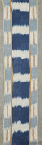 handwoven wall hanging, hand dyed ikat warp, nature inspired, handwoven by Kathie Roig