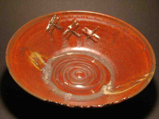 Stoneware Pottery Dragon Fly Bowl