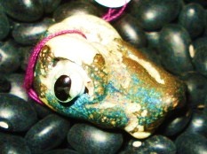 Ed Garfield Dino Bead
104 COE etched w / Glow eyeballs