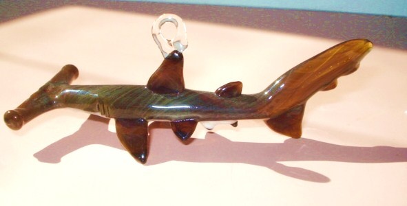 Lucid Visions Glass 
Hanging Hammerhead Shark
