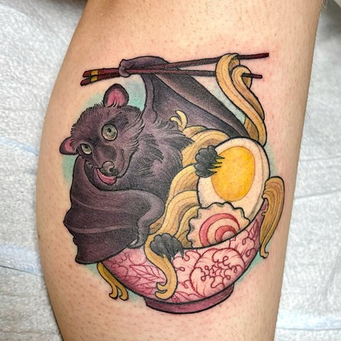 Bat tattoo, ct tattooer, female tattoo artist, Connecticut tattoo, raman tattoo