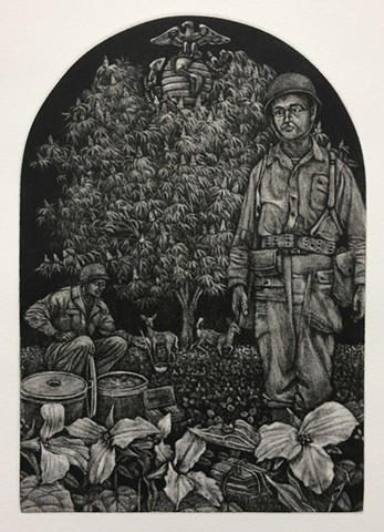 Korean War print, Korean War, Veterans print, war print, mezzotint