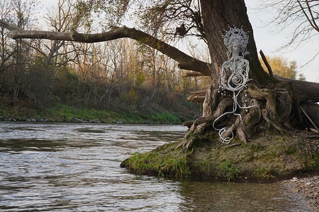 Tinfoil Gandhara Spirit and the lonely tree along the Isar River Germany