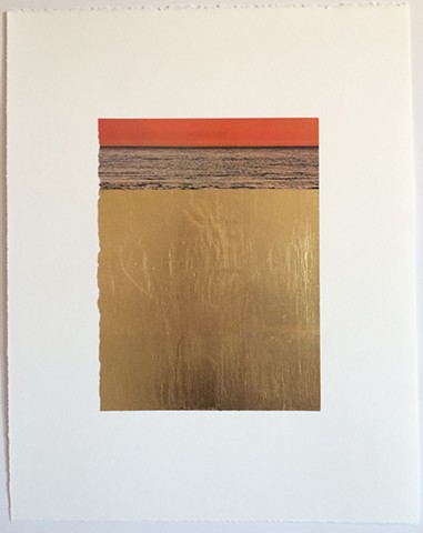 Ad, gold leaf, ocean, sky, mixed media, art adam gondek