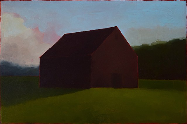 Dark Barn with Pink Clouds
