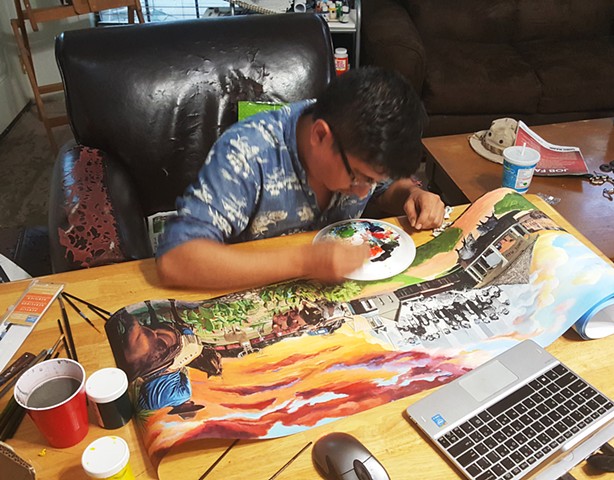 Painting photo montage of mural study