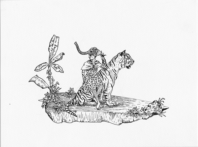 Study for Java Toile (Elephant and Tiger)