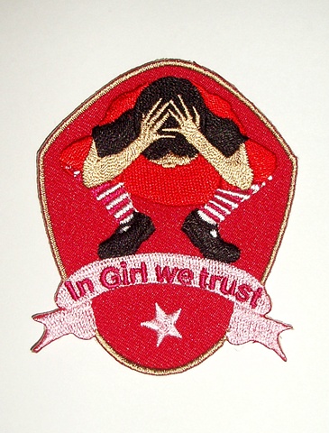Badge featuring Girl.  Can be sewn onto any type of fabric clothing or accessory
