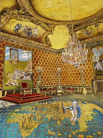 Oil painting of a grand Imperial salon by Jennifer Delilah
