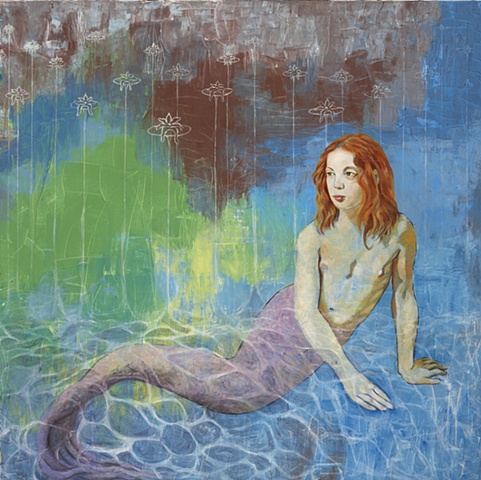 Oil painting of a mermaid by Jennifer Delilah