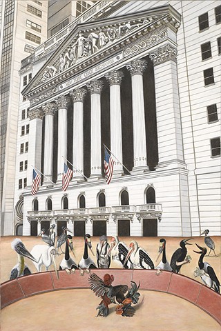 Magical Realism, Stock Exchange, Cock Fights, Painting 