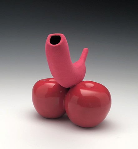 banana & apples vessel: red & pink