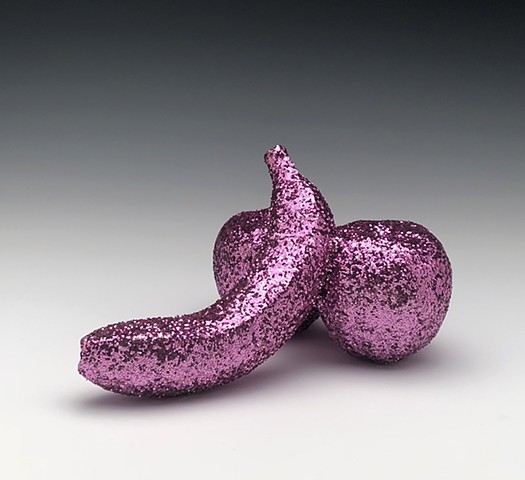 banana & apples vessel: pink glitter