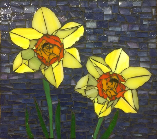 Stained Glass Mosaic, Floral, Daffodil