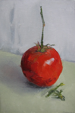Oil on canvas, alla-prima tomato