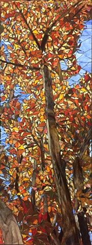 Stained Glass Mosaic, Landscape, Trees, Fall