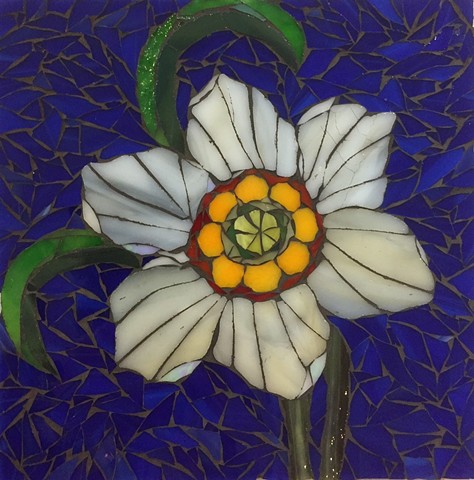 Stained Glass Mosaic, Floral, Daffodil