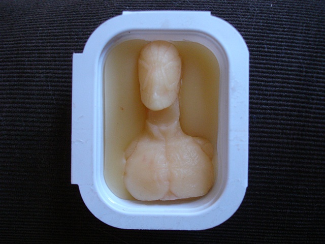 portrait of the artist as spider-man cast in beeswax placed in a packet of Mc'donalds Honey moments before being sealed in original wrapper 