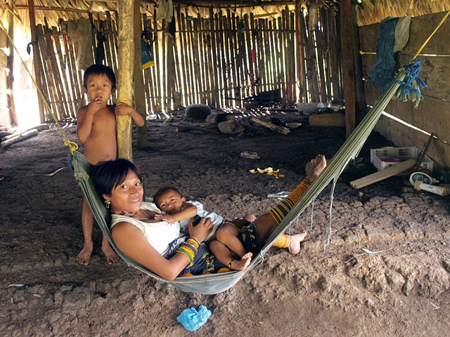 Kuna woman in hammock, Darien Jungle