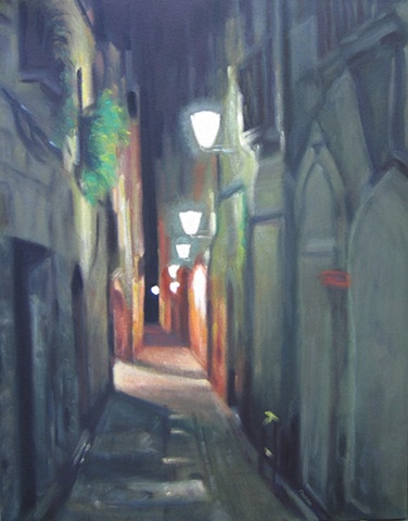 alley evening shot in Girona, Spain