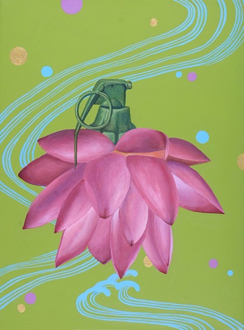 grenade lotus, flower bomb, floating Japanese current