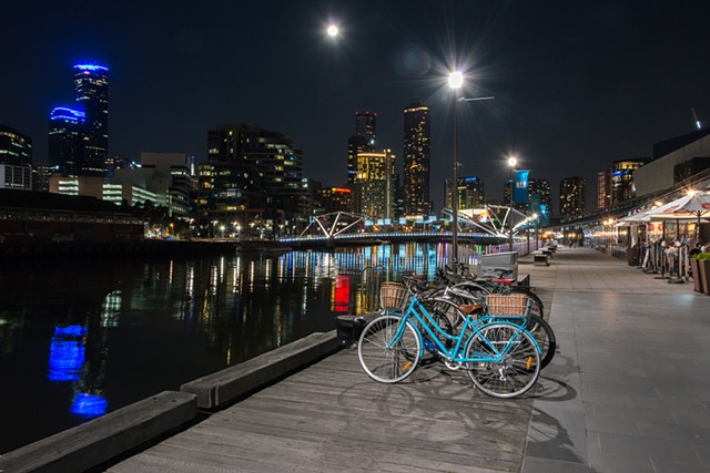 Vibrant Melbourne Waterfront at Night