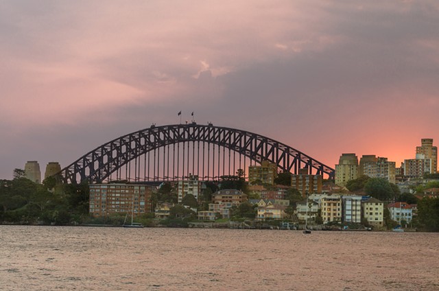 Beautiful View of the Sydney Harbour Bridge at Sunset, Sydney Australia