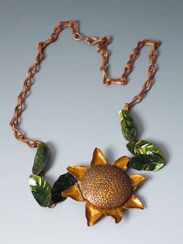 Sunflower locket by Dixie Wiley