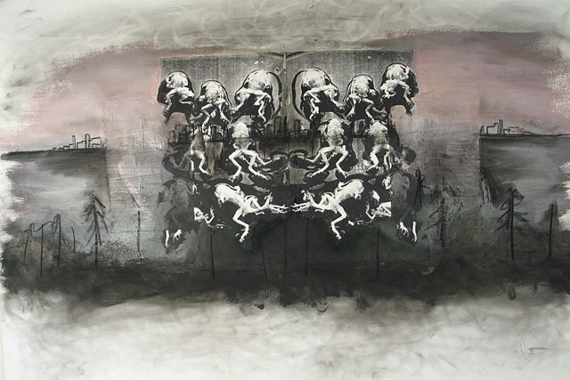 Charcoal Photo Transfer Mixed Media Drawing Student Artwork