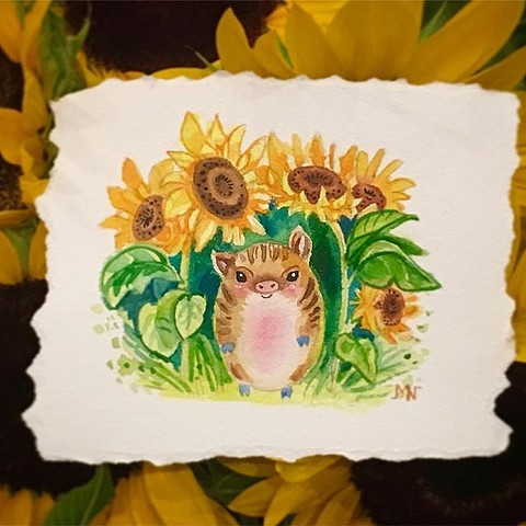 Inoshishi In Sunflowers