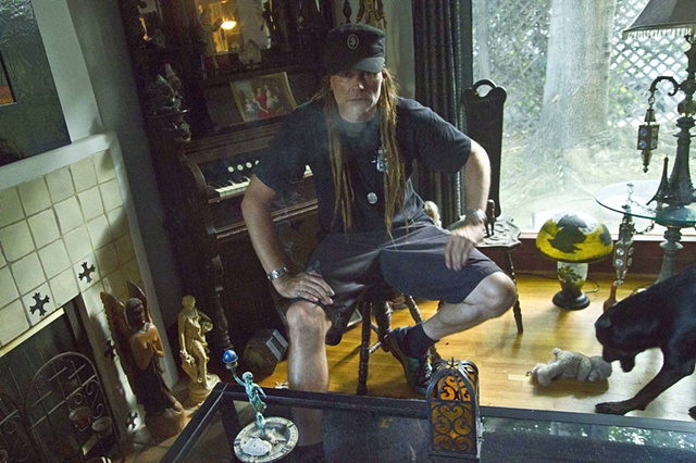 CEvin Key, founding member of Skinny Puppy at home.