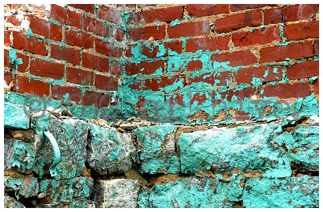 'aqua + brick wall'