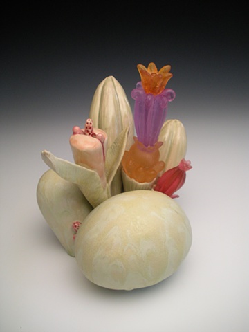ceramics, cast glass, hanbuilt, botanical, sculpture, organic, clay