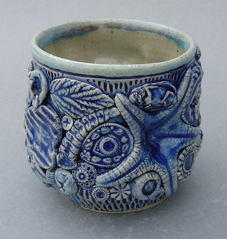 Dirty Monkey Cup with Rattlesnake Buttons and Starfish (other view)