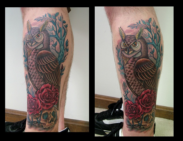 owl, tattoo, skull, roses, wulfe, art, stina, tat, tattoo, portsmouth, NH, boston, cool tattoo, ink, new hampshire, hobos, iron works, piercing, james, christina, sardinha