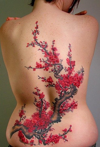 karley tattoo back texas sexy vegan cherry blossoms branch stina sardinha wulfe, tattoo junkies, traditional, wulfe, art, stina, tat, tattoo, portsmouth, NH, boston, cool tattoo, ink, new hampshire, hobos, iron works, piercing, james, christina, sardinha