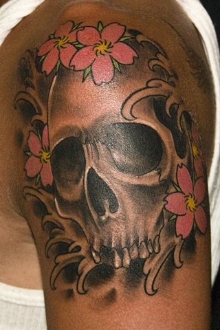 Skull and Cherry Blossoms