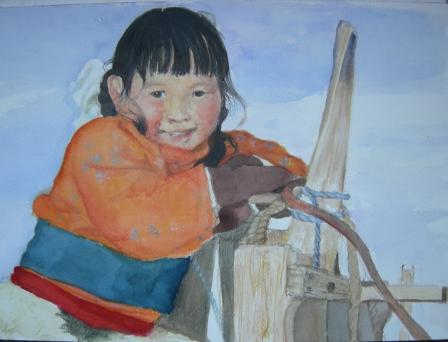 girl with dogsled