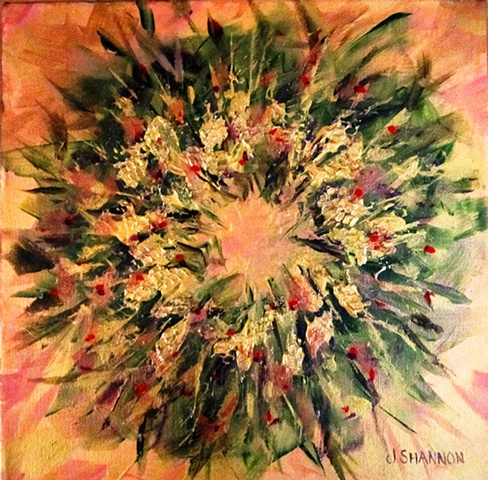 Impressionistic Christmas Wreath hand embellished with metallic gold paint 